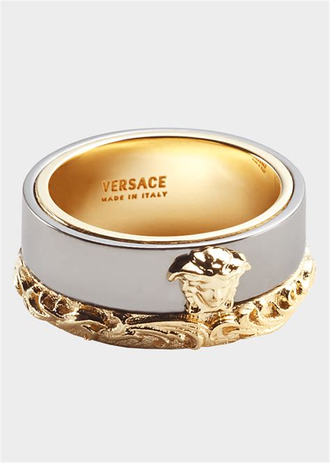 versace medusa barocco two-tone ring|versace medusa ring men.